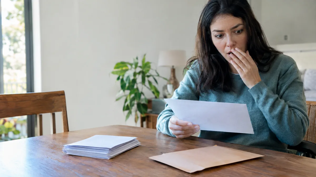 Cliente aceita renegociação de dívida com desconto, paga todas as parcelas e meses depois descobre que o banco continua exigindo parte do saldo original Cena ilustrativa de renegociação e quitação: mesa com envelope de acordo financeiro sem letras, pilha de comprovantes em branco e pessoa surpresa diante de correspondência genérica